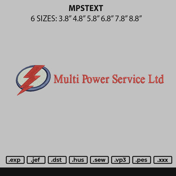 Mpstext Embroidery File 6 sizes