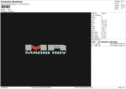 Mr Embroidery File 6 sizes