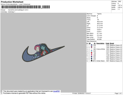 Marceline & Bubblegum Swoosh Embroidery File 4 size