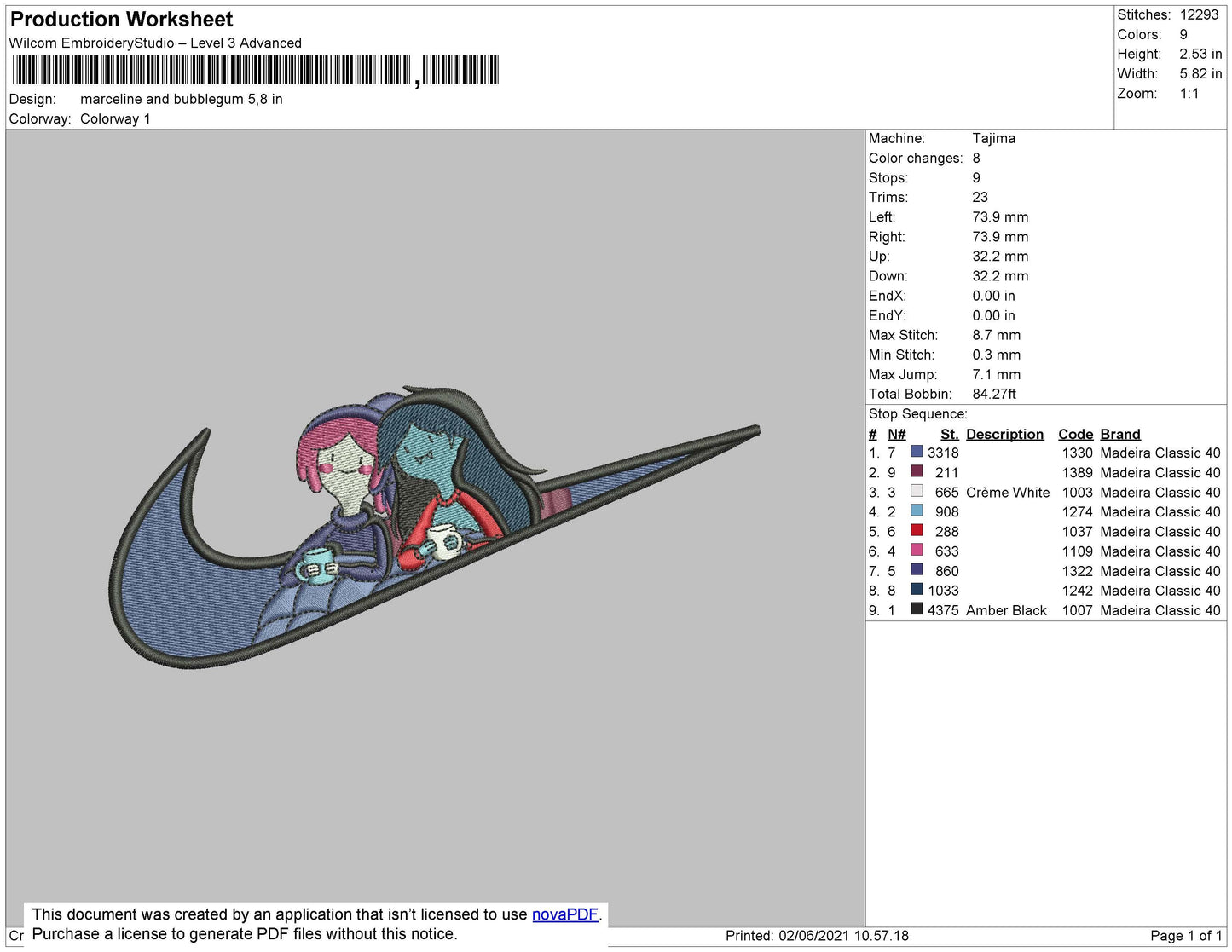 Marceline & Bubblegum Swoosh Embroidery File 4 size