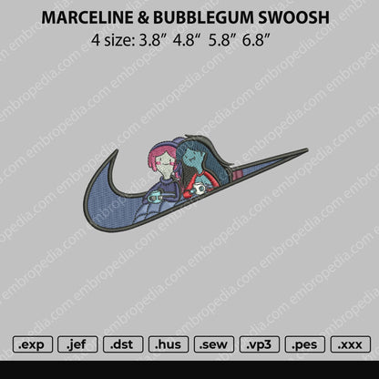 Marceline & Bubblegum Swoosh Embroidery File 4 size