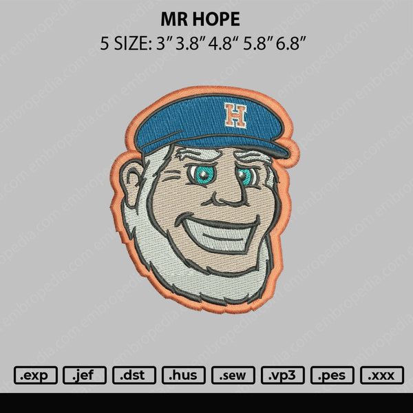 MR Hope Embroidery File 5 sizes