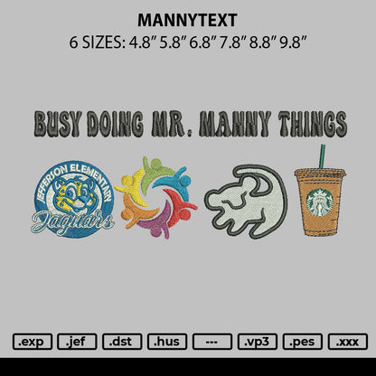 Mannytext Embroidery File 6 sizes