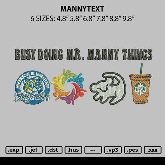 Mannytext Embroidery File 6 sizes