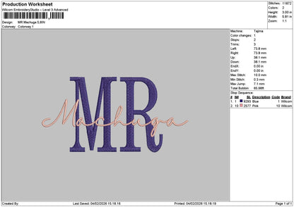 Machugatext 02 Embroidery File 6 sizes