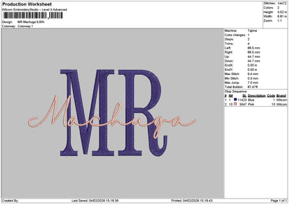 Machugatext 02 Embroidery File 6 sizes
