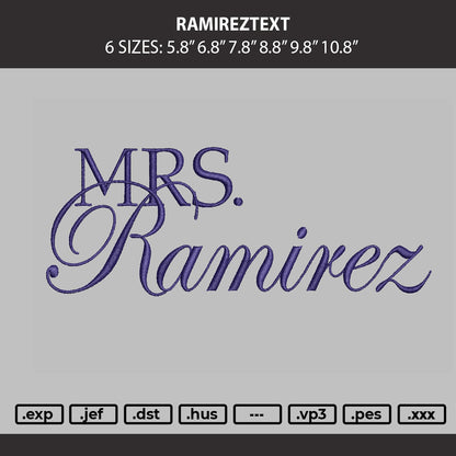Ramireztext Embroidery Machine Design File 6 sizes
