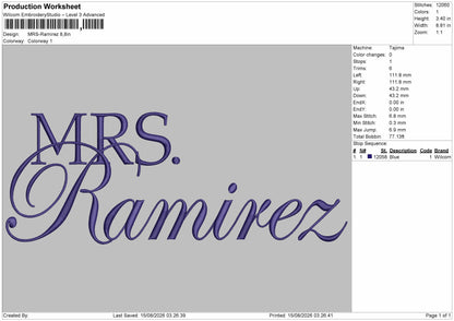 Ramireztext Embroidery Machine Design File 6 sizes