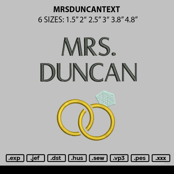 Duncantext Embroidery File 6 sizes