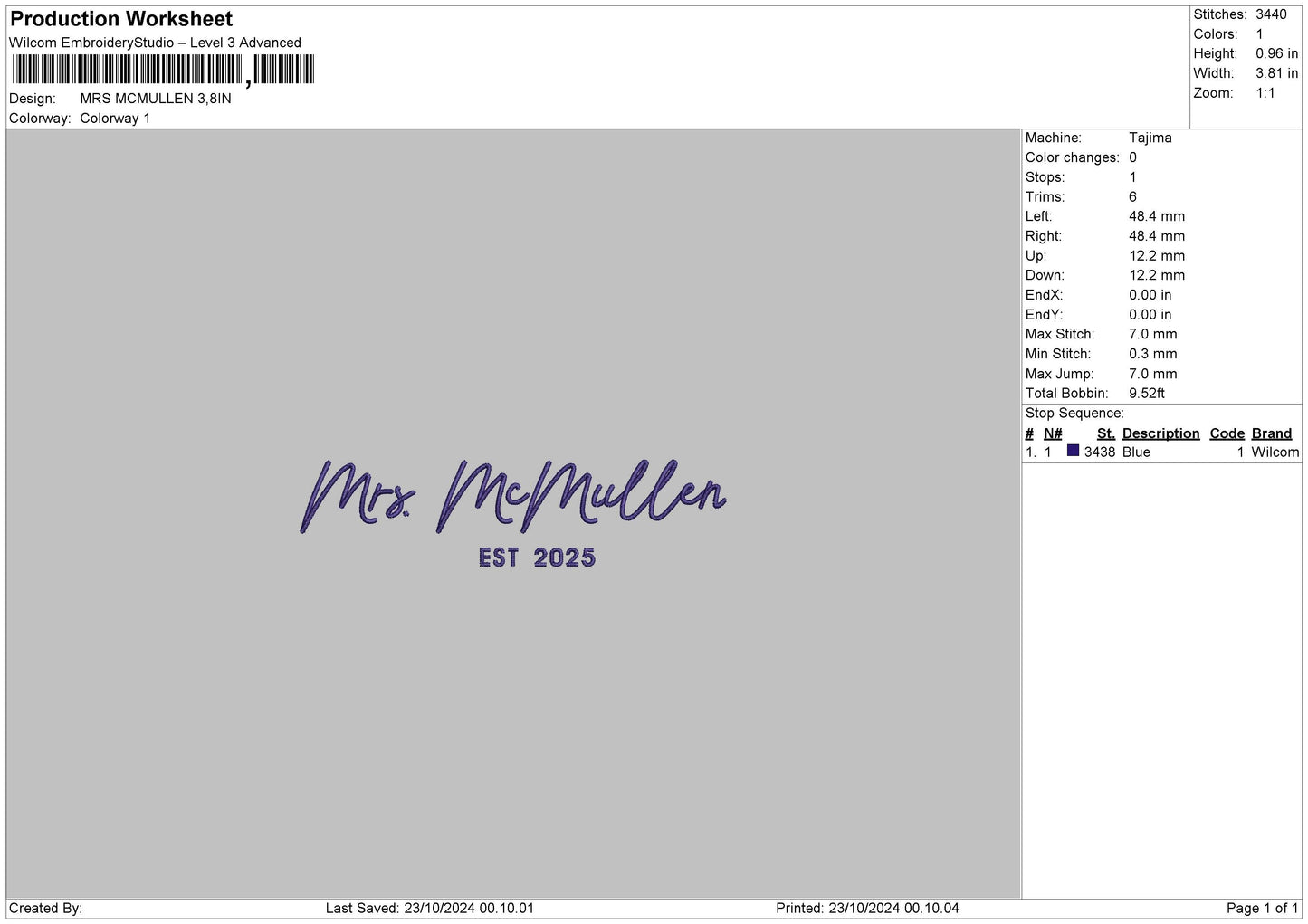 Mcmullentext Embroidery File 6 sizes
