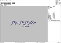 Mcmullentext Embroidery File 6 sizes