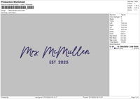 Mcmullentext Embroidery File 6 sizes