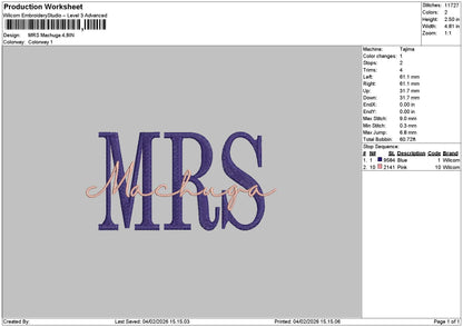 Machugatext 01 Embroidery File 6 sizes