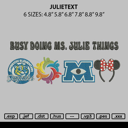Julietext Embroidery File 6 sizes