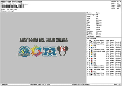 Julietext Embroidery File 6 sizes