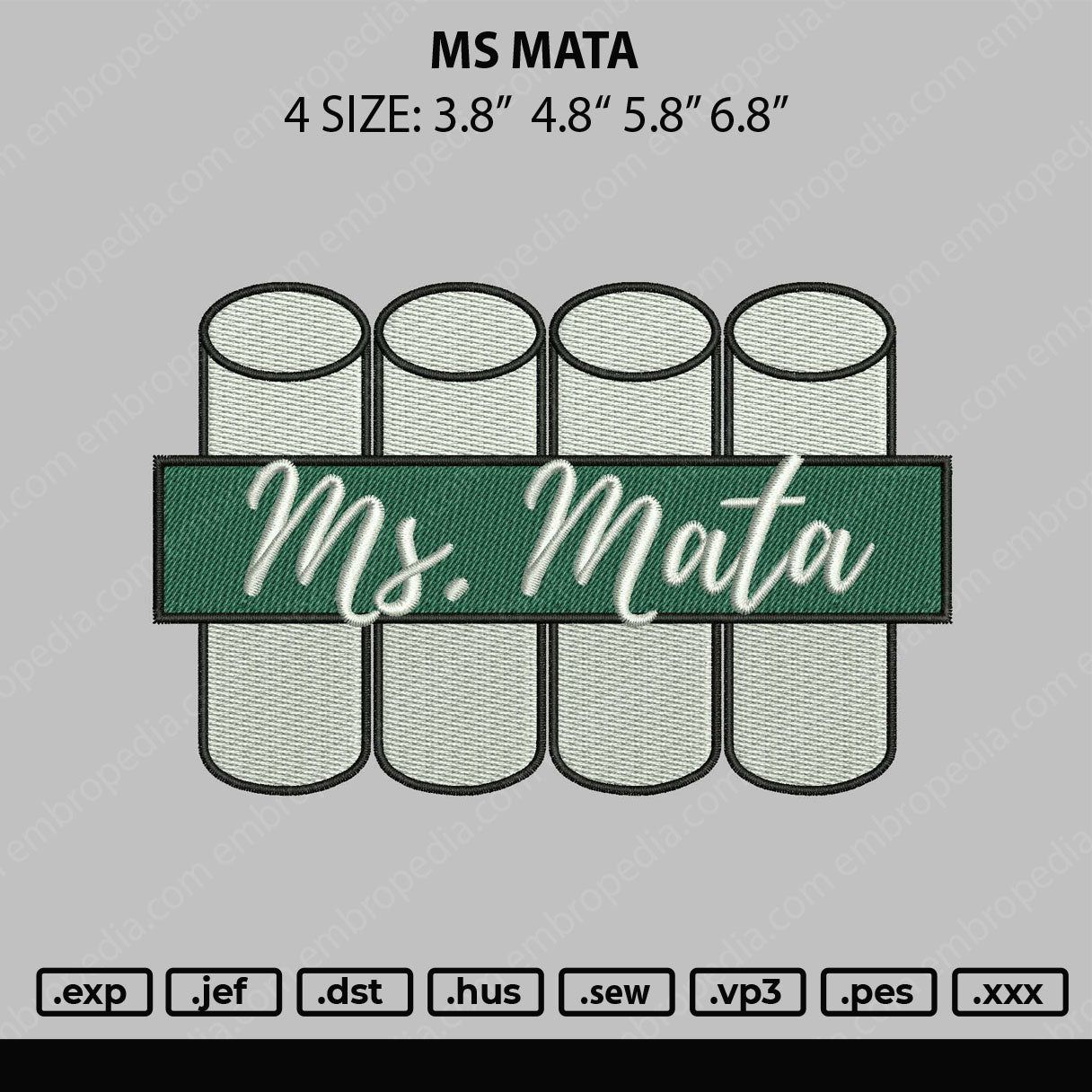 MS Mata Embroidery File 4 size
