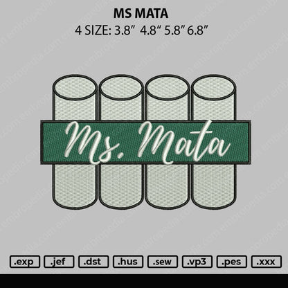 MS Mata Embroidery File 4 size