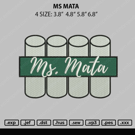 MS Mata Embroidery File 4 size