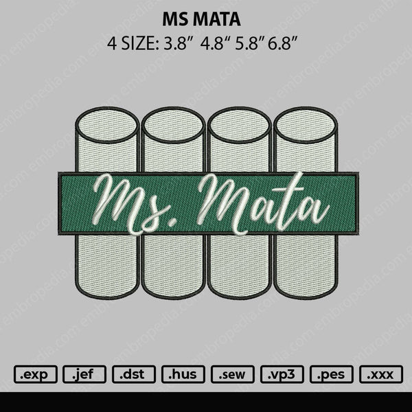 MS Mata Embroidery File 4 size