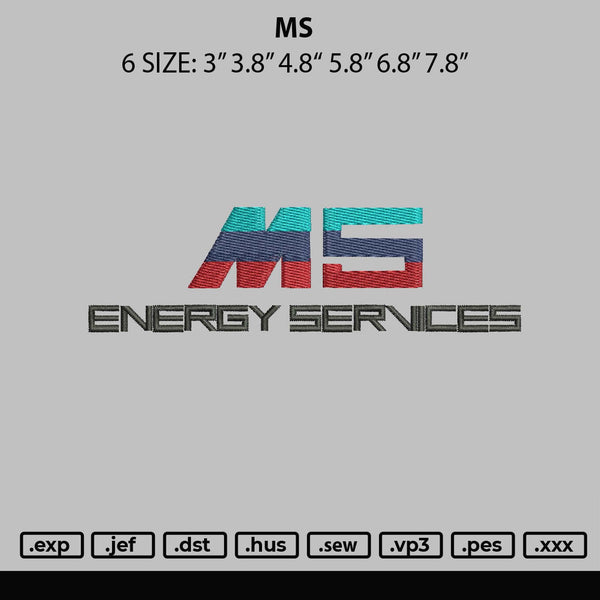 Ms Embroidery File 6 sizes