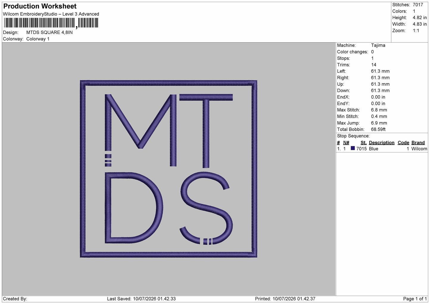 Mtdstext Embroidery Machine Design File 6 sizes