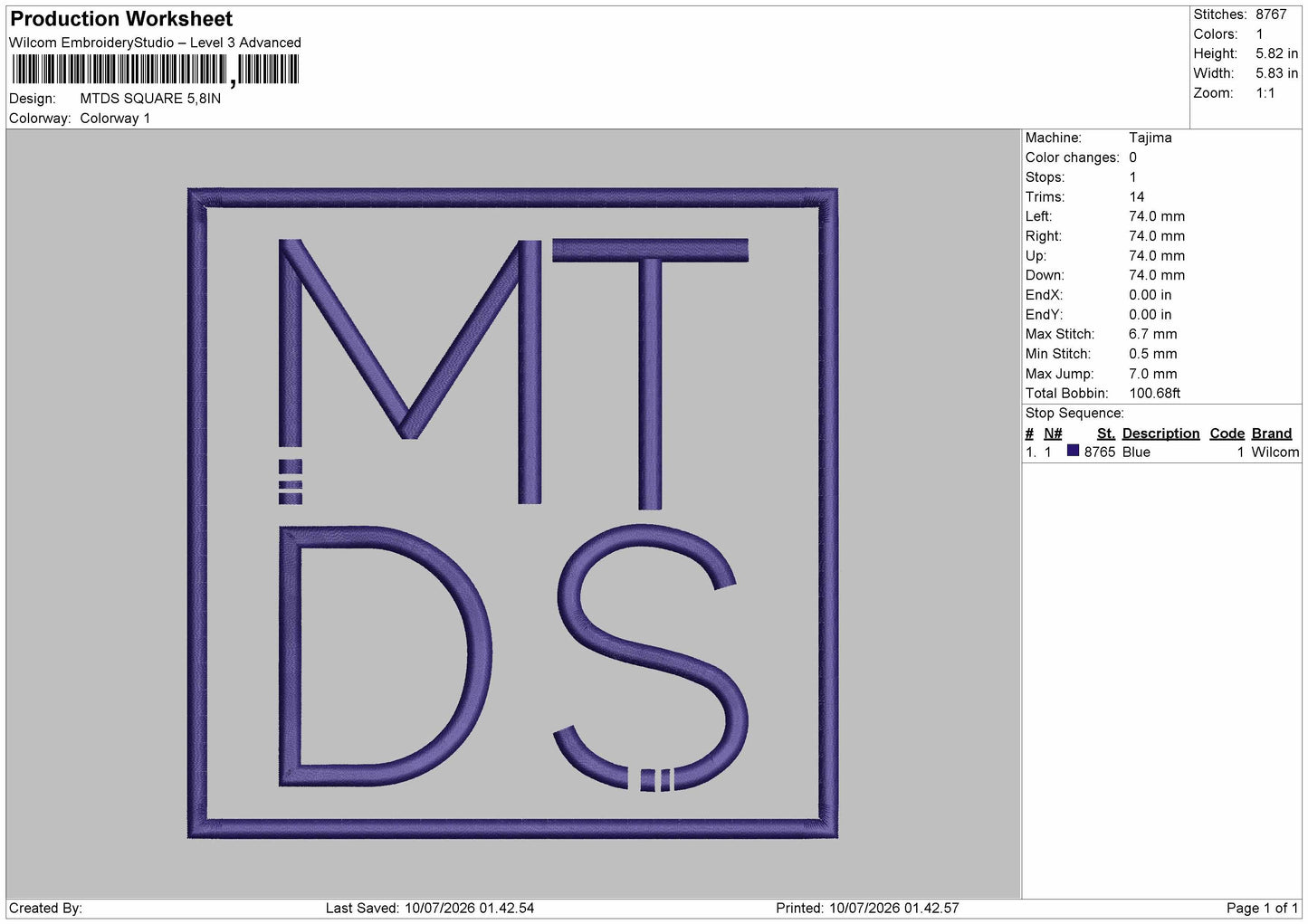 Mtdstext Embroidery Machine Design File 6 sizes