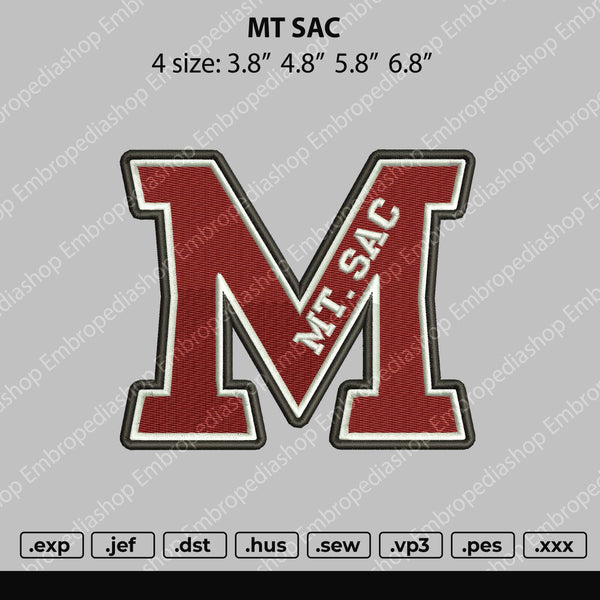 MT SAC Embroidery File 4 size