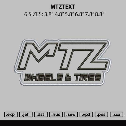 Mtztext Embroidery File 6 sizes