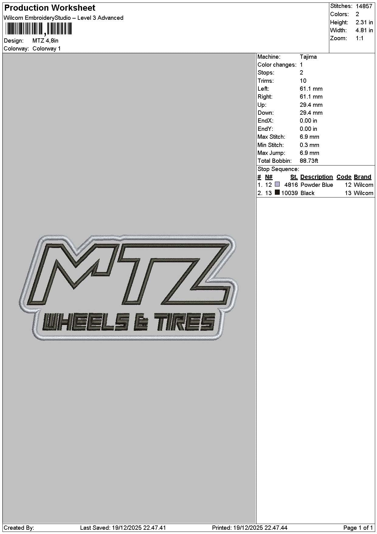 Mtztext Embroidery File 6 sizes