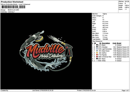 Mudvilletext Embroidery File 6 sizes