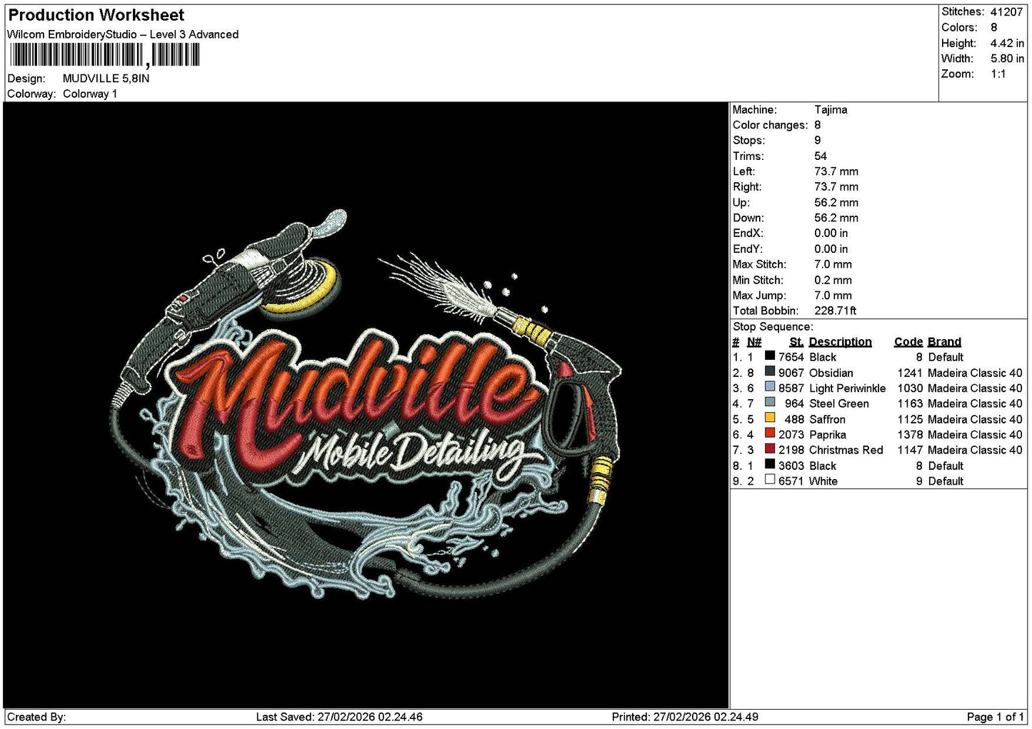 Mudvilletext Embroidery File 6 sizes