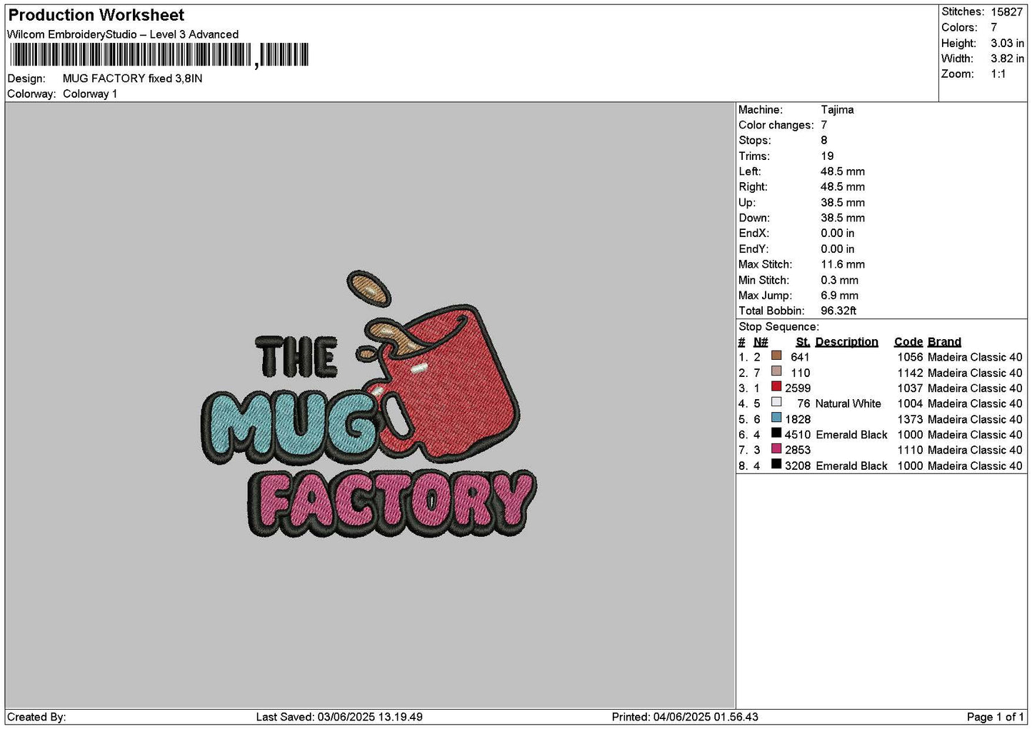 Mugtext Embroidery File 6 sizes