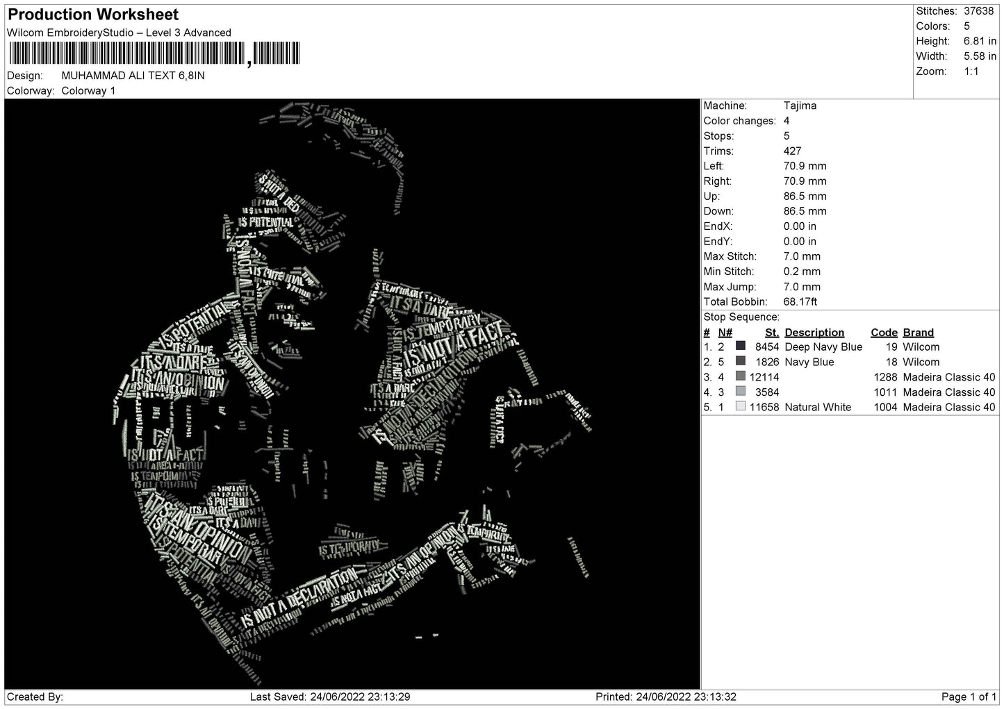 Muhammad Ali Text Embroidery File 4 sizes