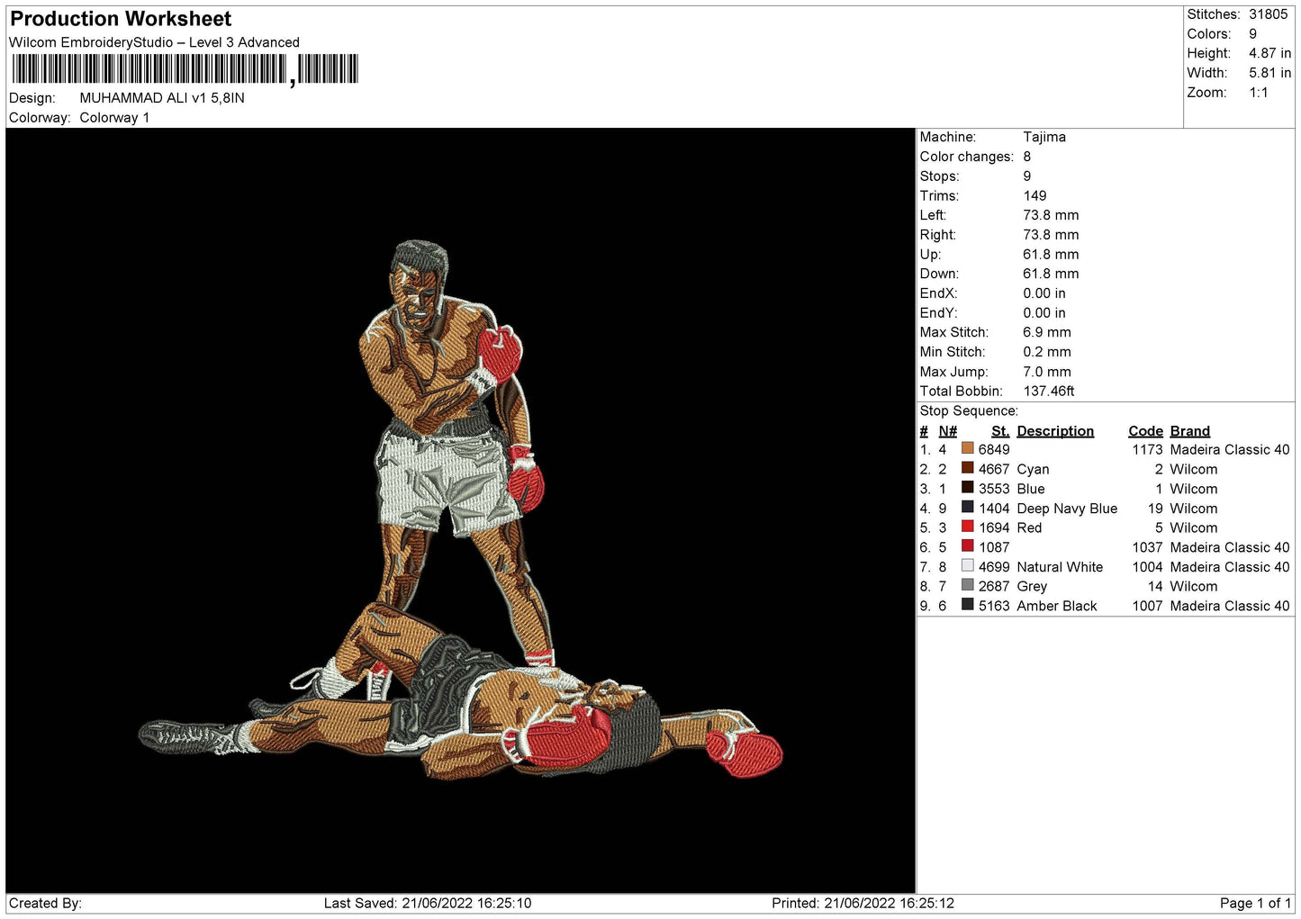 Muhammad Ali V1 Embroidery File 4 size
