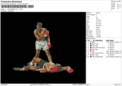 Muhammad Ali V1 Embroidery File 4 size