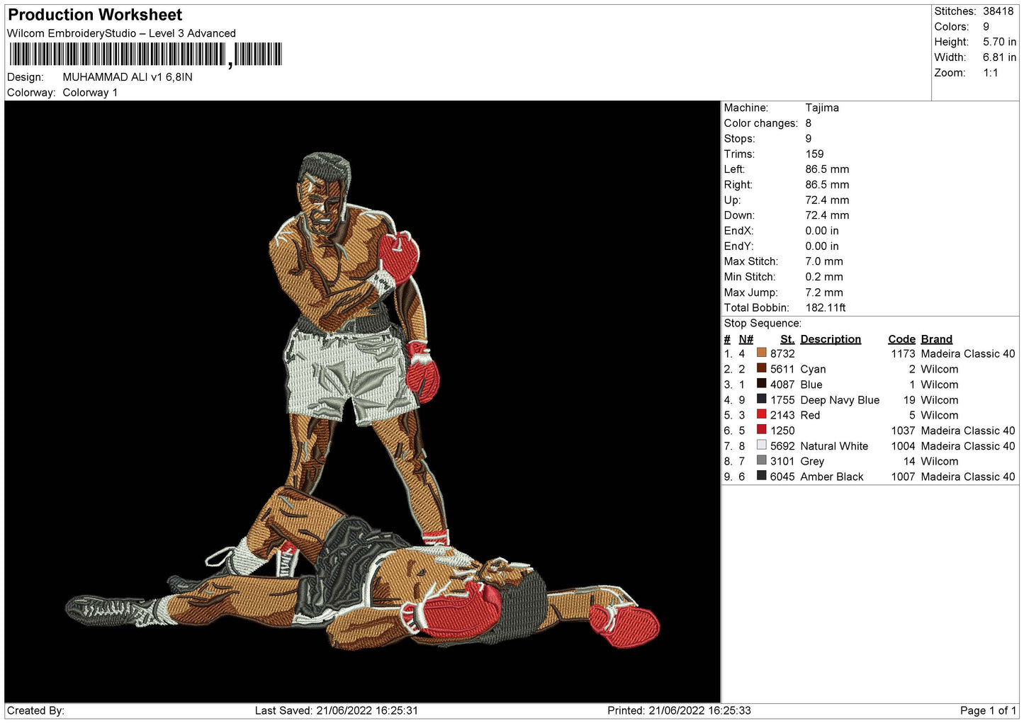 Muhammad Ali V1 Embroidery File 4 size
