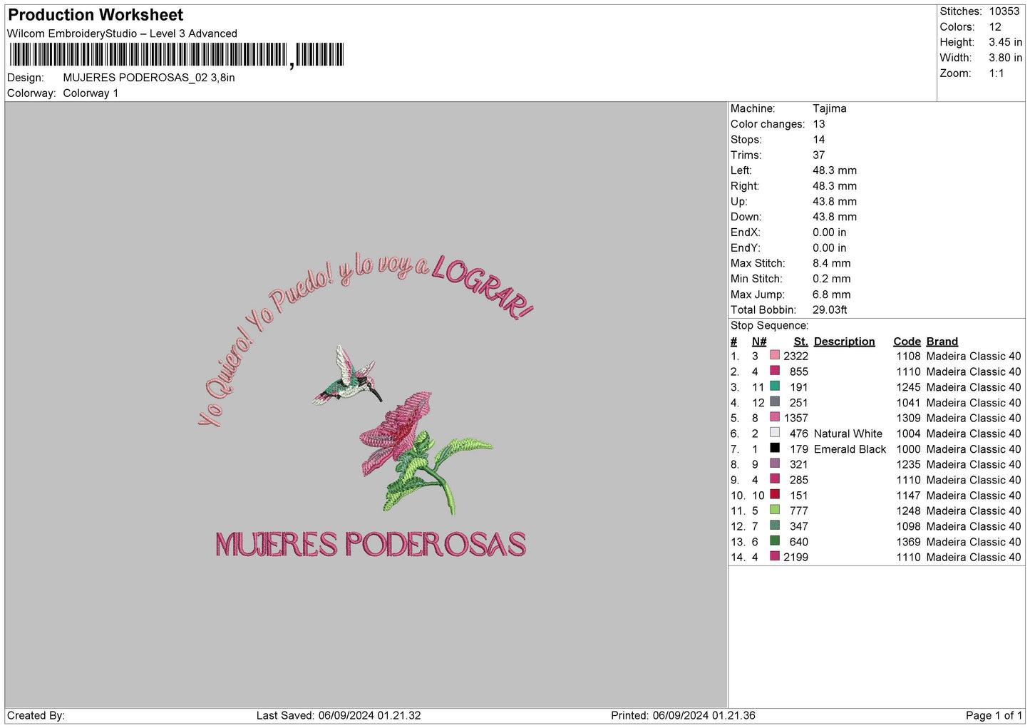 Mujerestext Embroidery File 6 sizes