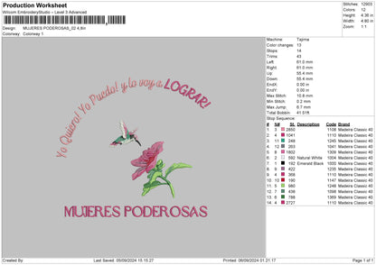 Mujerestext Embroidery File 6 sizes