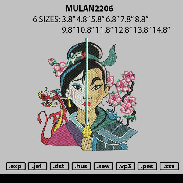 Mulan2106 Embroidery File 6 sizes