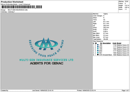 Multigentext Embroidery File 6 sizes
