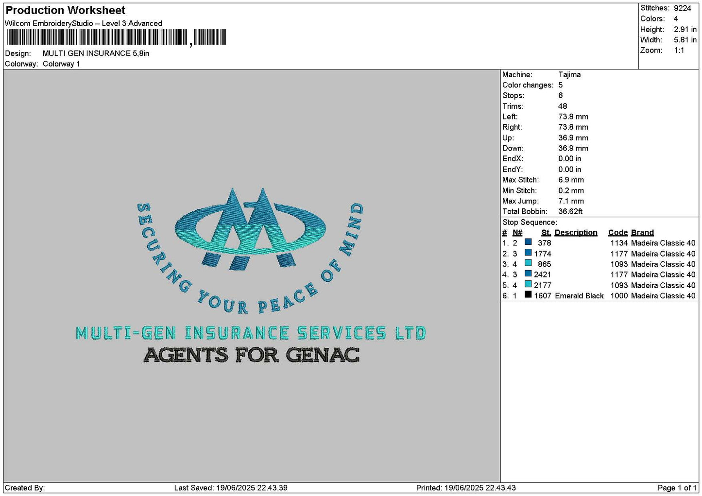 Multigentext Embroidery File 6 sizes