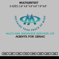 Multigentext Embroidery File 6 sizes