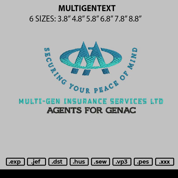 Multigentext Embroidery File 6 sizes