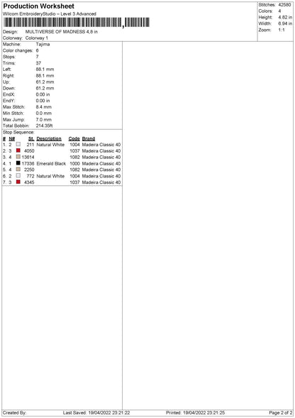 Multiverse Of Madness Embroidery File 4 size