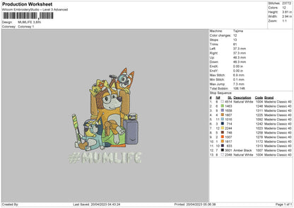 Mumlife Embroidery File 6 sizes