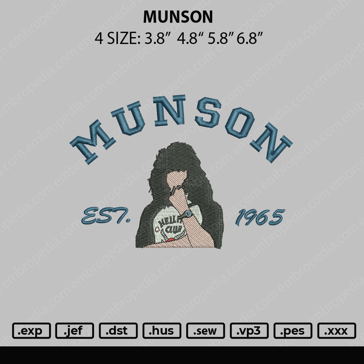 Munson Embroidery File 4 sizes