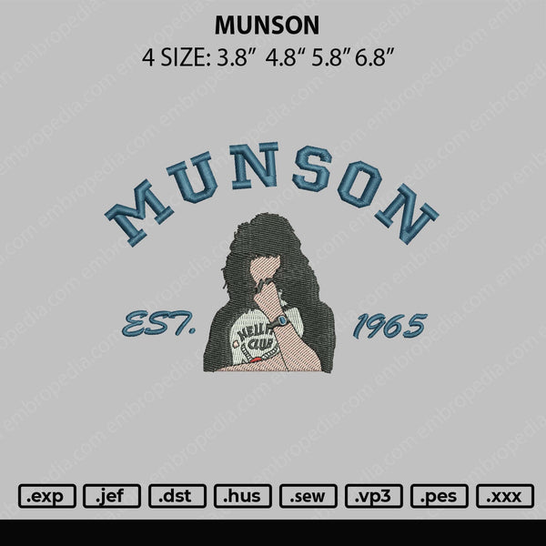 Munson Embroidery File 4 sizes