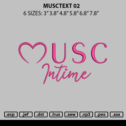 Musctext 02 Embroidery File 6 sizes