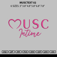 Musctext 02 Embroidery File 6 sizes