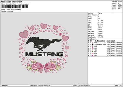 Mustangtext Pink Embroidery File 6 sizes